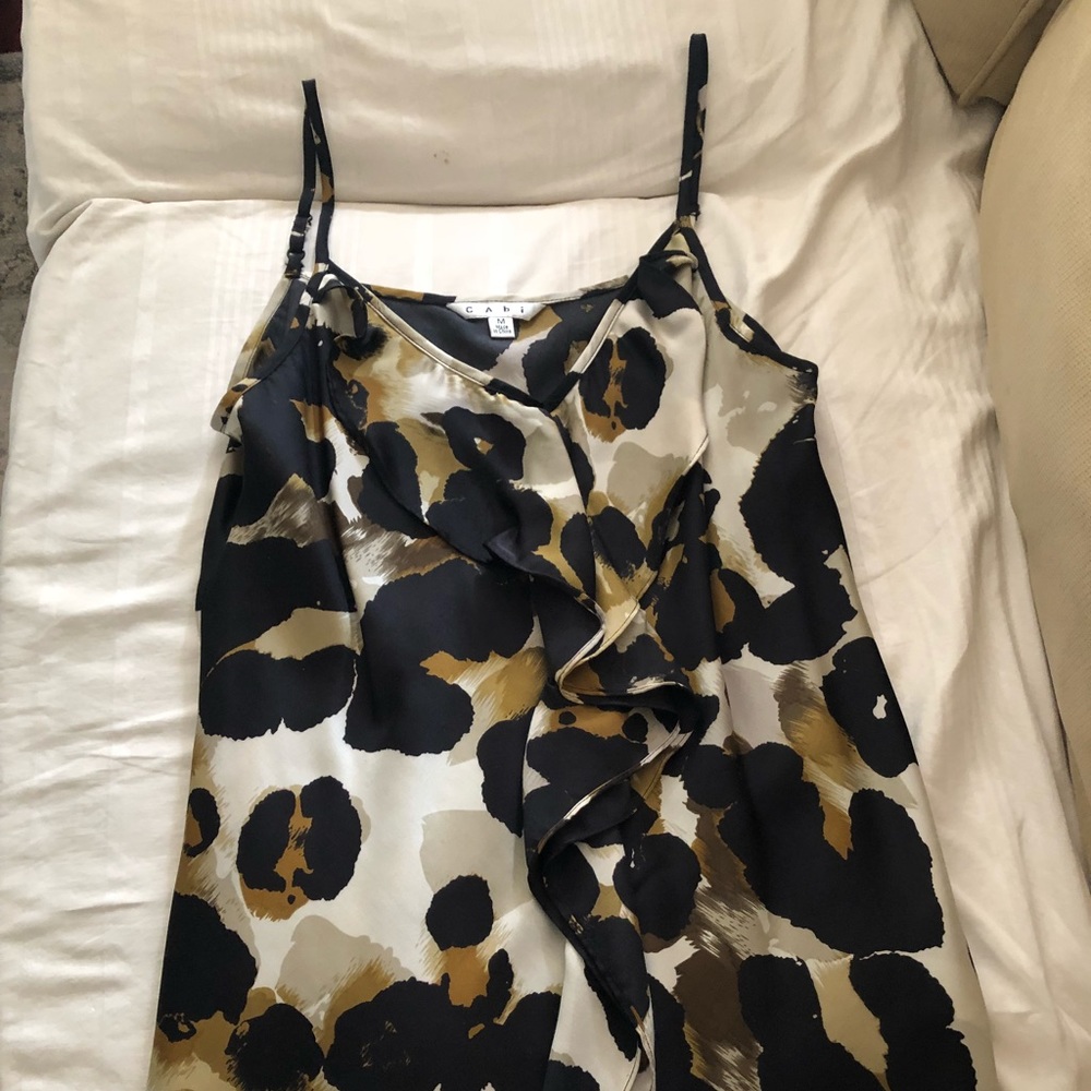 Cabi animal print ruffle tank.